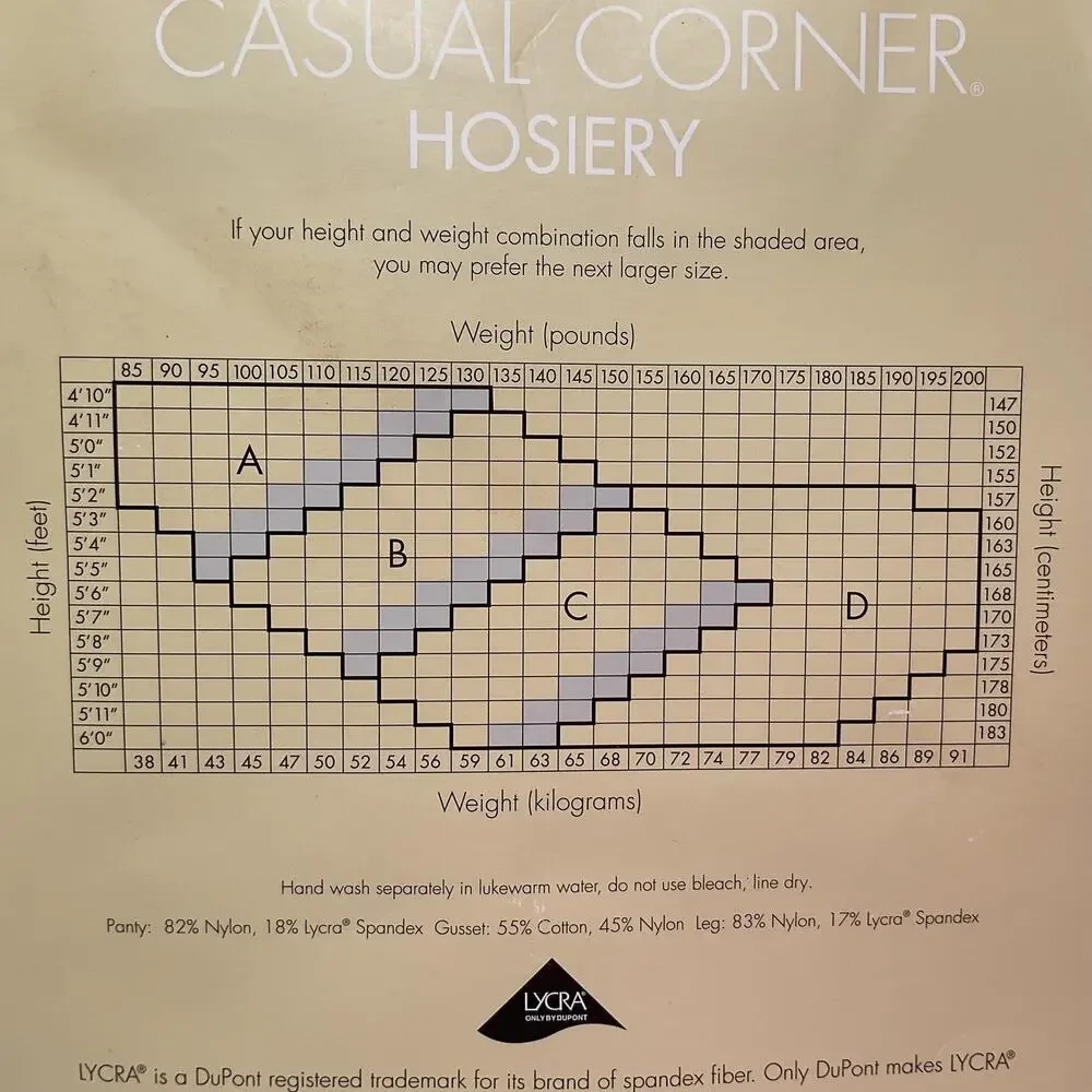 Vintage Casual Corner Hosiery Lycra Sheer Control Top Black